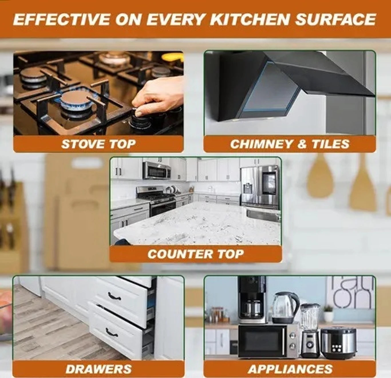 KITCHEN OIL & GREASE STAIN CLEANING REMOVER SPRAY Kitchen Degreaser Cleaner Non Corrosive Multipurpose Product - Removes Oil Grease Food Stains, Chimney Stove Grill, Kitchen Slab, Tiles, Floor, Kitchen Cleaner Spray Chimney Cleaner Bathroom Cleaner- 300ml
