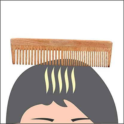 Wooden Comb For Women & Men I Neem Wood Comb For Hair Growth I Anti Dandruff I Hairfall (Pack of 3)