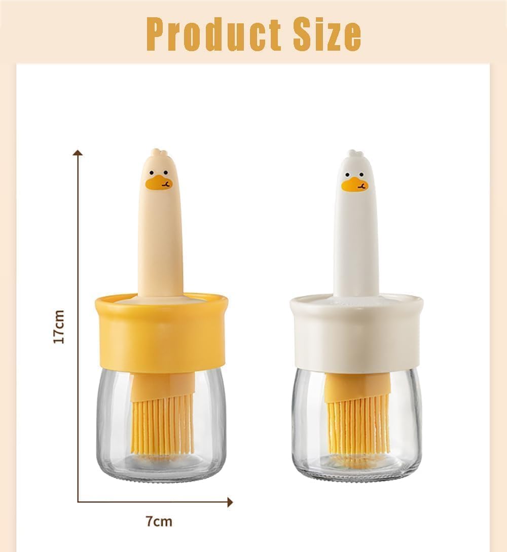 2 in 1 Oil Dispenser Bottle with Silicone Basting Brush for Cooking Vinegar Sauce BBQ Grill Frying Baking,Air Fryer,Glass Olive Oil Dispenser for Kitchen (Pack of 1)