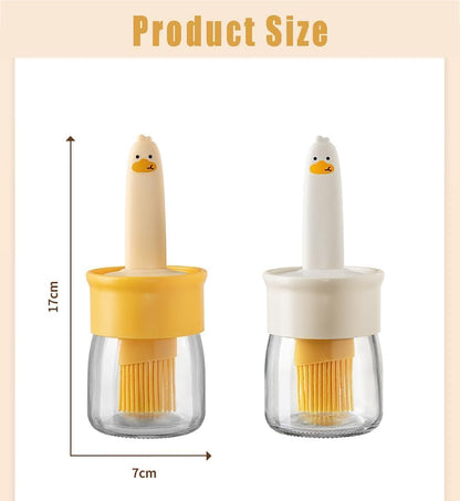 2 in 1 Oil Dispenser Bottle with Silicone Basting Brush for Cooking Vinegar Sauce BBQ Grill Frying Baking,Air Fryer,Glass Olive Oil Dispenser for Kitchen (Pack of 1)
