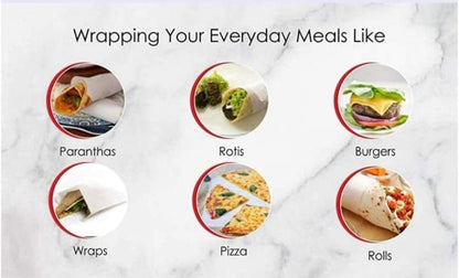 (BOGO) Food Wrapping Paper Roll - 25 + 25 Mtr Free,Non-Stick, Oil Proof Butter Paper Roll, Reheatable Foil Paper for Food Wrap, Paper Foil for Chapati, Roti Wrap & More, Wrapping Paper for Food, Parchment Paper