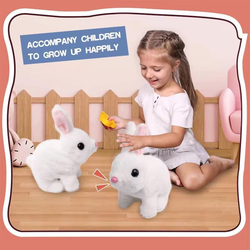Interactive Hopping Walking Bunny Toy with Sounds | Jumping Rabbit with Wiggling Ears, Twitching Nose & Mouth | Educational Plush Toy Gift for Baby & Kids (Any 2)