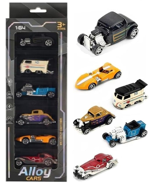 Model Alloy Vehicle Model Vintage Metal Car 6 Pcs Vehicles, Free Wheel High Speed Die-Cast Vehicle Play Set, Birthday Decorations Gift Movie Vehicle Racing Car for Kids
