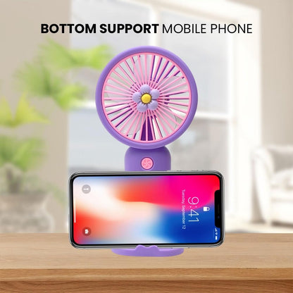 echargeable Hand Fan | 3 Speed USB Portable Fan | 2-in-1 Handheld & Desk Fan | Pocket Charging Fan for Men & Women | Travel Office Outdoor | Purple