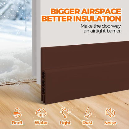 Door Draft Stopper Under Door Draft Blocker Insulator Doors Sweep Weather Stripping Noise Stopper Strong Adhesive, 1M - Brown