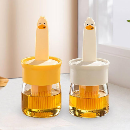2 in 1 Oil Dispenser Bottle with Silicone Basting Brush for Cooking Vinegar Sauce BBQ Grill Frying Baking,Air Fryer,Glass Olive Oil Dispenser for Kitchen (Pack of 1)