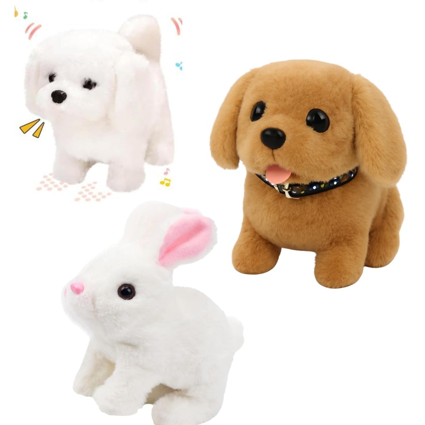 Interactive Hopping Walking Bunny Toy with Sounds | Jumping Rabbit with Wiggling Ears, Twitching Nose & Mouth | Educational Plush Toy Gift for Baby & Kids (Any 2)