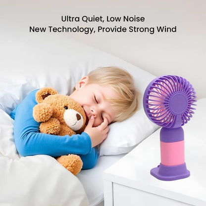 echargeable Hand Fan | 3 Speed USB Portable Fan | 2-in-1 Handheld & Desk Fan | Pocket Charging Fan for Men & Women | Travel Office Outdoor | Purple