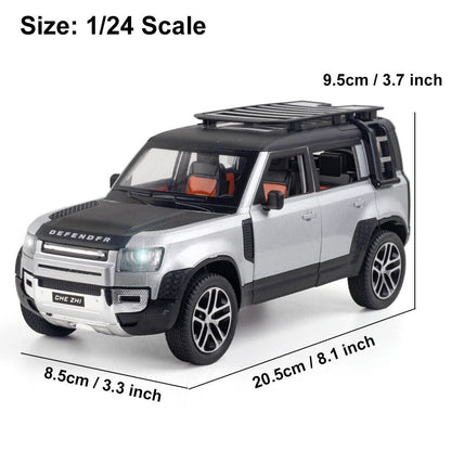 Defender Toy Car for Kids Diecast Metal Cars Light Sound Pullback Openable Door Model Car, Olive