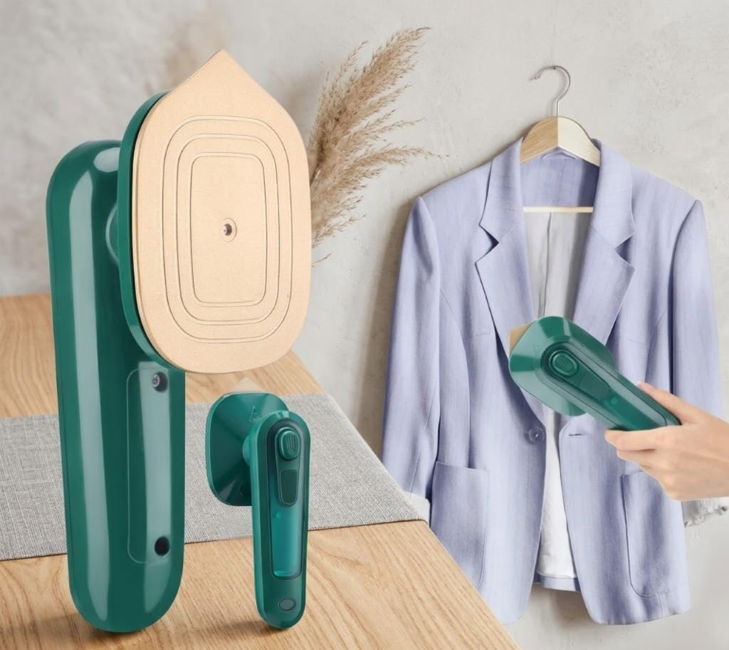 Portable Micro Steam iron, green iron Handheld Garment Steamer, Dry And Wet Wrinkles Removing | Lightweight Travel Friendly Steamer for Home Office Fast Heat Mini Ironing Machine