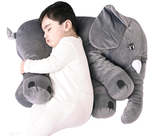Big Size Fibre Filled Stuffed Animal Elephant Soft Toy for Kids of Plush Hugging Soft Toy for Kids boy Girl Birthday Gift (60 cm, Pink Color, 1 Year Above) (Grey)