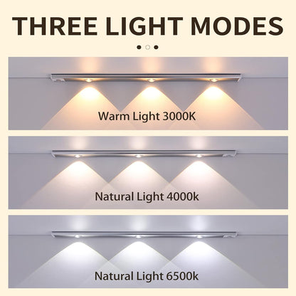 Under Cabinet Lights LED Motion Sensor Indoor, USB Rechargeable ,3 Light Modes Stepless Dimming Hill Light, 6500K Night Light for Closet Cabinet Kitchen Wardrobe (15.74in/40cm)