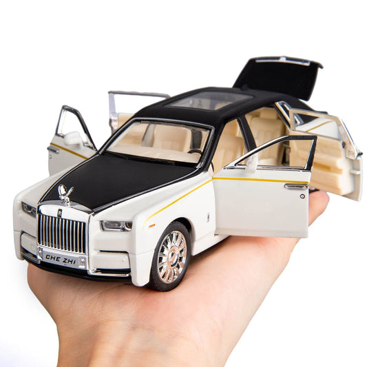 Scale Rolls Royce Phantom Exclusive Alloy Metal Pull Back Die-cast Car Scale Model with Sound Light Mini Auto Toy for Kids Metal Model Toy Car with Sound and Light [White]