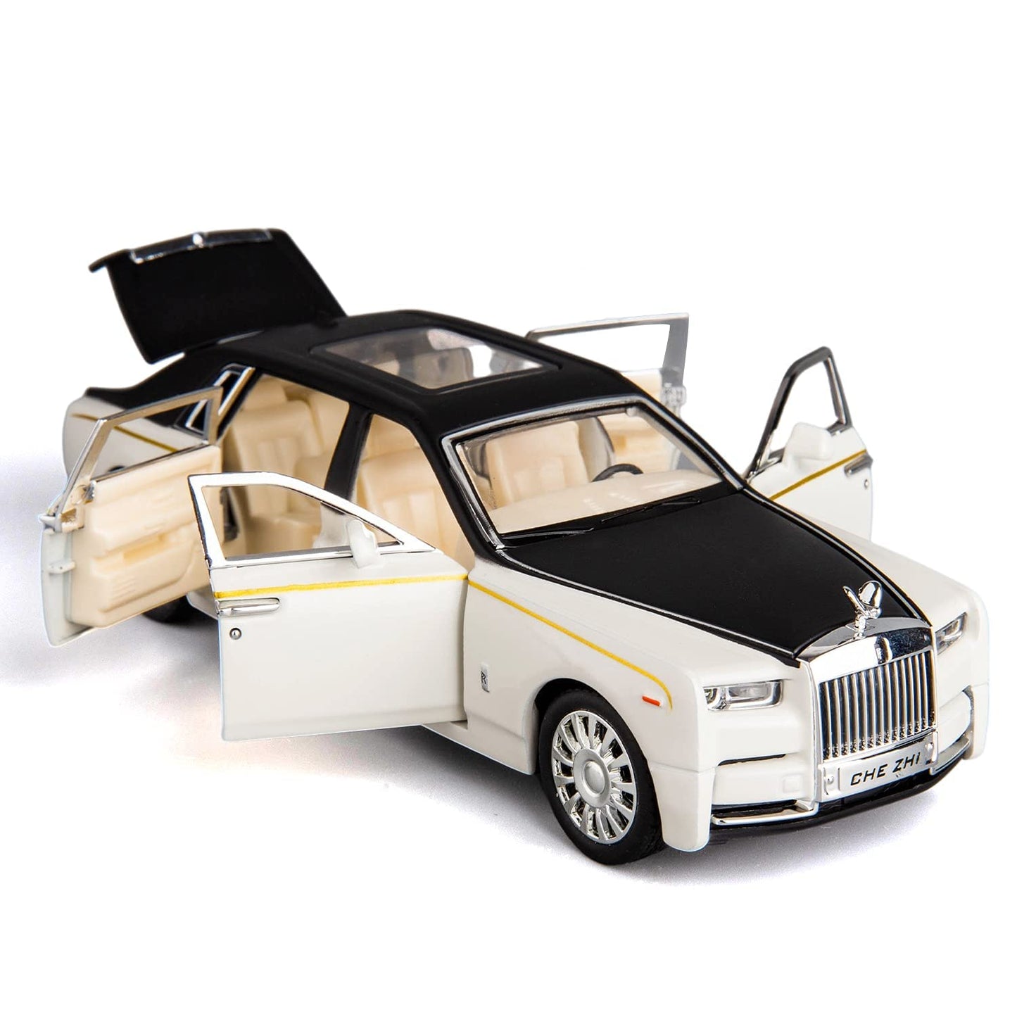 Scale Rolls Royce Phantom Exclusive Alloy Metal Pull Back Die-cast Car Scale Model with Sound Light Mini Auto Toy for Kids Metal Model Toy Car with Sound and Light [White]