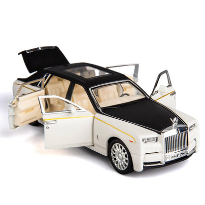 Scale Rolls Royce Phantom Exclusive Alloy Metal Pull Back Die-cast Car Scale Model with Sound Light Mini Auto Toy for Kids Metal Model Toy Car with Sound and Light [White]