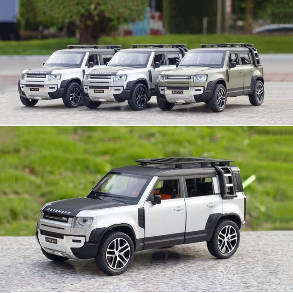 Defender Toy Car for Kids Diecast Metal Cars Light Sound Pullback Openable Door Model Car, Olive