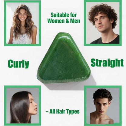 Nature Herbal Seven Green Triangle Shampoo Bar Soap with multyfunction, Oil Control, Dandruff Removal, Smoothening, Platycladus Usman Grass Hair Care 100g (Pack Of 1)