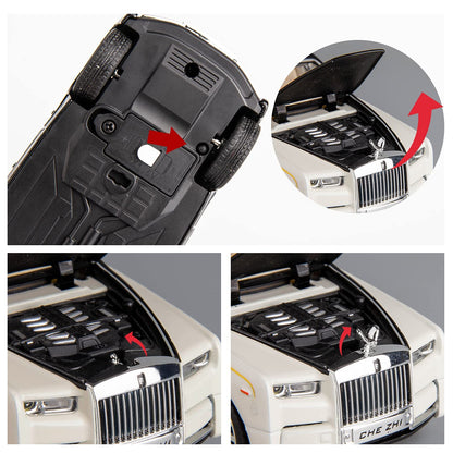 Scale Rolls Royce Phantom Exclusive Alloy Metal Pull Back Die-cast Car Scale Model with Sound Light Mini Auto Toy for Kids Metal Model Toy Car with Sound and Light [White]