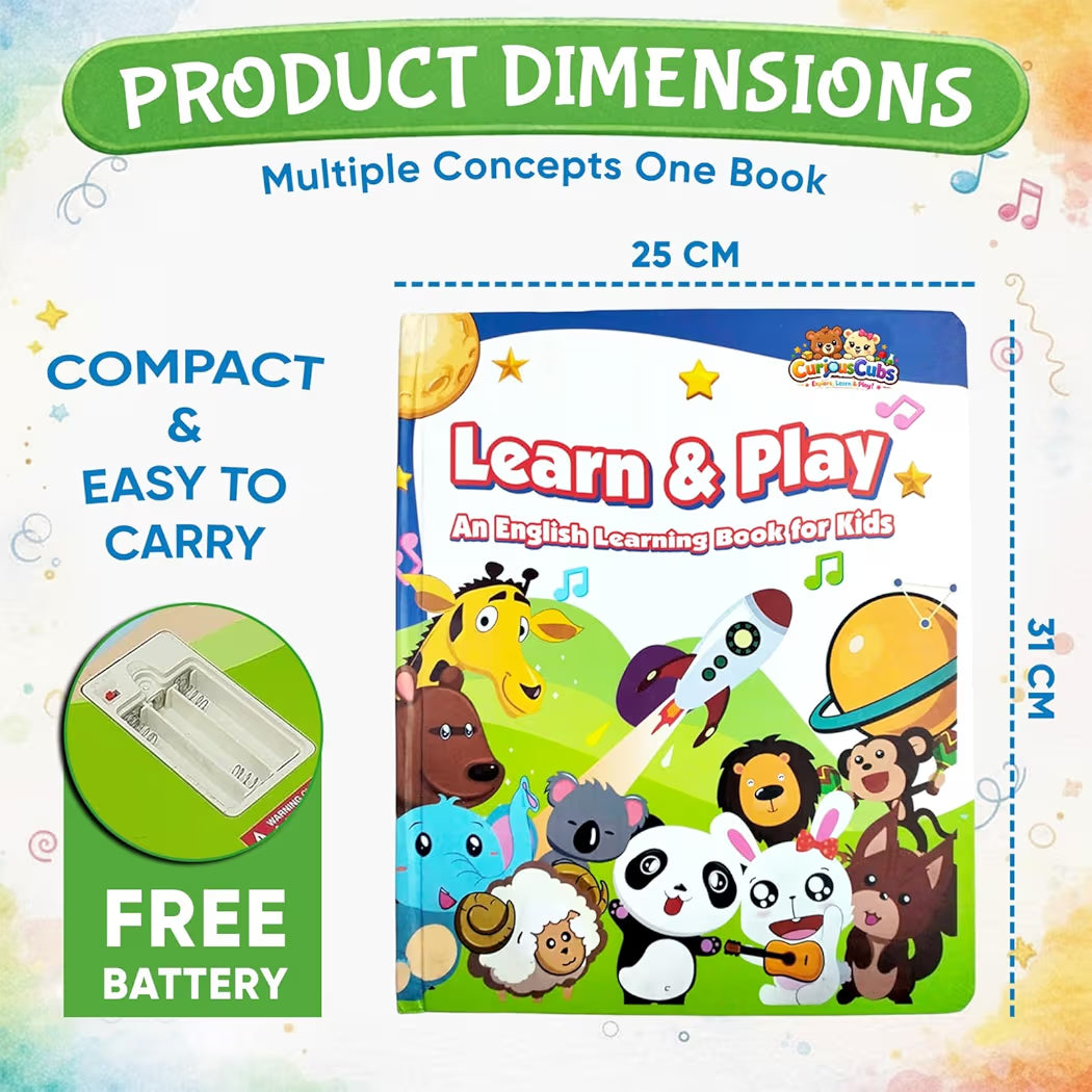 12-in-1 Interactive Musical Learning Book for Kids (1–5 Years) – Free Battery | Wonderful Gift | Learn and Play Sound Book with Fruits, Transportation and More | Educational Musical Toy