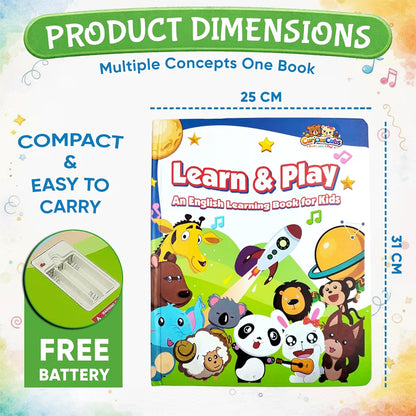 12-in-1 Interactive Musical Learning Book for Kids (1–5 Years) – Free Battery | Wonderful Gift | Learn and Play Sound Book with Fruits, Transportation and More | Educational Musical Toy
