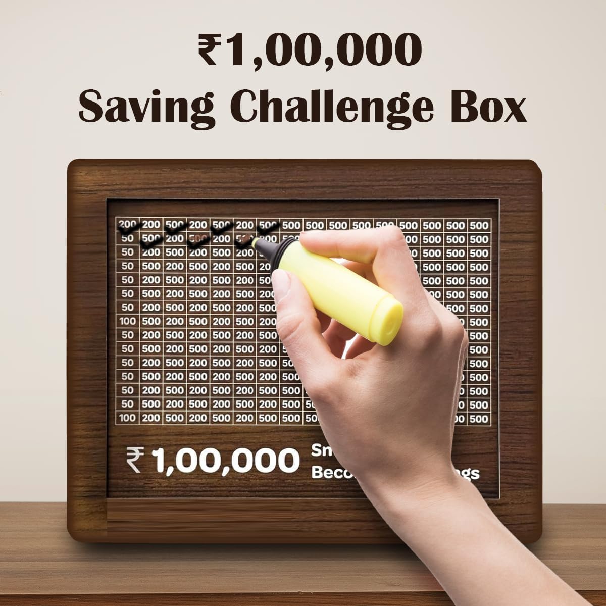 ARTWood Wooden Piggy Bank for Kids & Adults, Coin Box with Carved Design, Savings Box, Mini Bank, Wooden Coin Box, Money Saver, Piggy Bank with Numbers (1) Modern