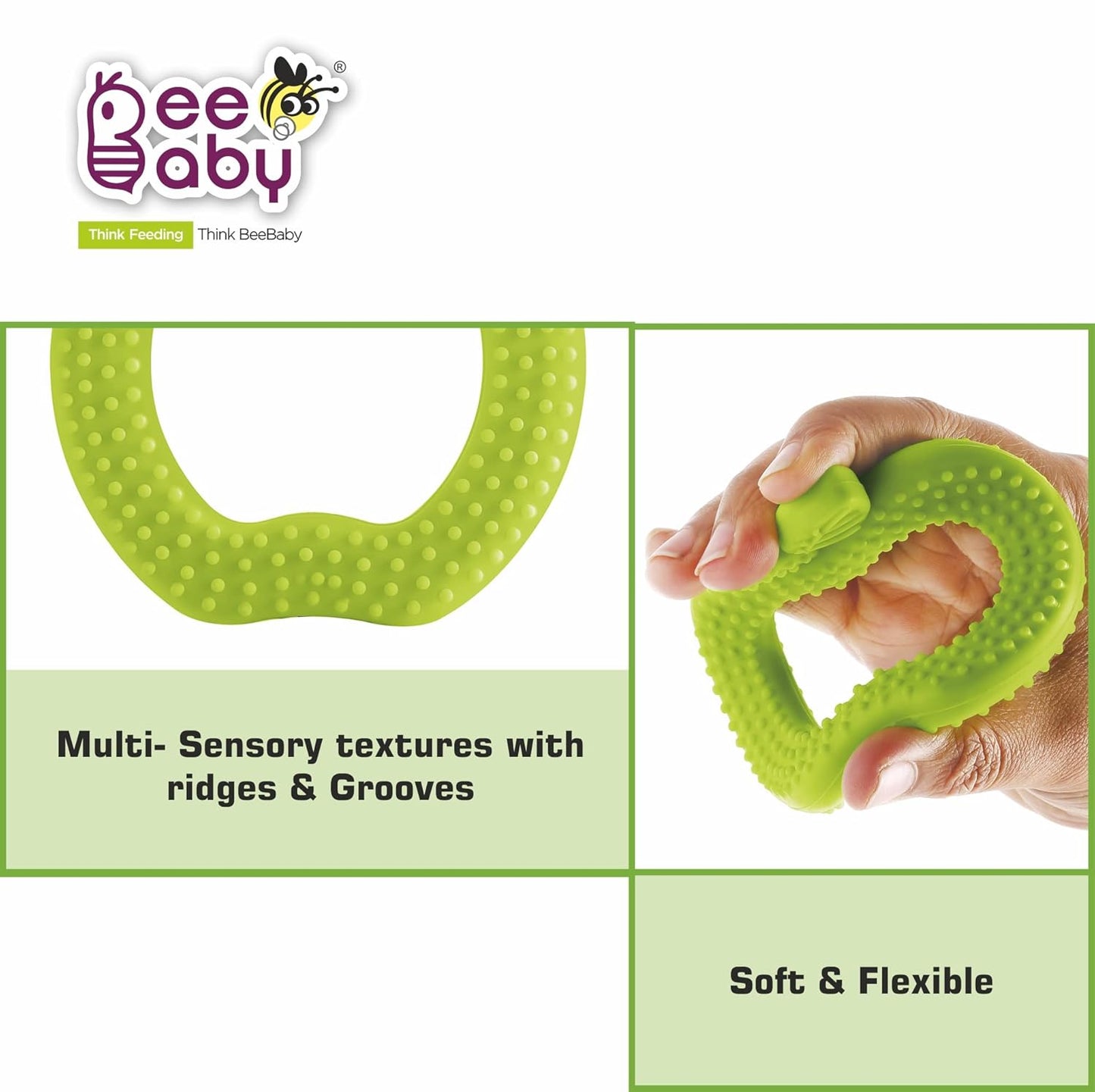 Apple Shape Soft Silicone Teether for 3 to 6 Months with Carrying Case, BPA Free US FDA Approved Teether for Baby with Textured Surface for Soothing Gums. 100% Food Grade BIS Certified.