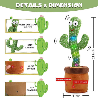 Dancing Cactus | Talking Singing Cactus | Kids Game | LED Lights | Gift for Boys & Girls