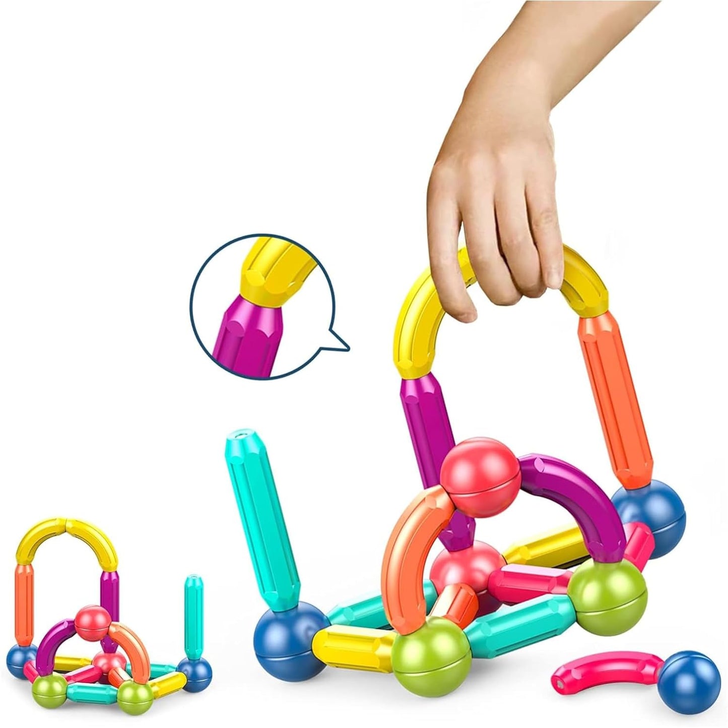 Magnetic Blocks for Kids Tiles-32 Pieces Set Gifts for Girls, Boys Magnetic Building Blocks for 3+ Years, 4 5 6 7 8 9 10/ Constructing & Learning Builder Educational Kids Magnetic Blocks Game