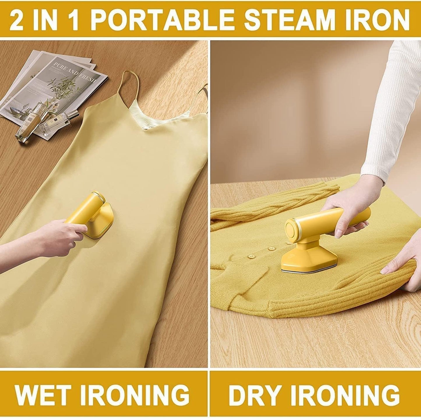 Portable Micro Steam iron, green iron Handheld Garment Steamer, Dry And Wet Wrinkles Removing | Lightweight Travel Friendly Steamer for Home Office Fast Heat Mini Ironing Machine