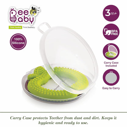 Apple Shape Soft Silicone Teether for 3 to 6 Months with Carrying Case, BPA Free US FDA Approved Teether for Baby with Textured Surface for Soothing Gums. 100% Food Grade BIS Certified.