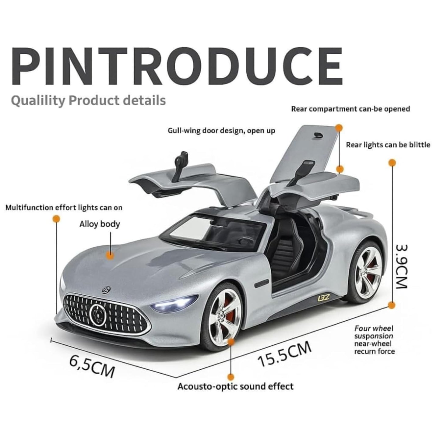 Mercedes Benz Gran Turismo SUV Car 1:32 Scale Model Car Exclusive Alloy Metal Pull Back Die-cast Diecast Metal Pullback Toy Openable Doors & Light Music Best Gifts Kids【Colors as Per Stock 】