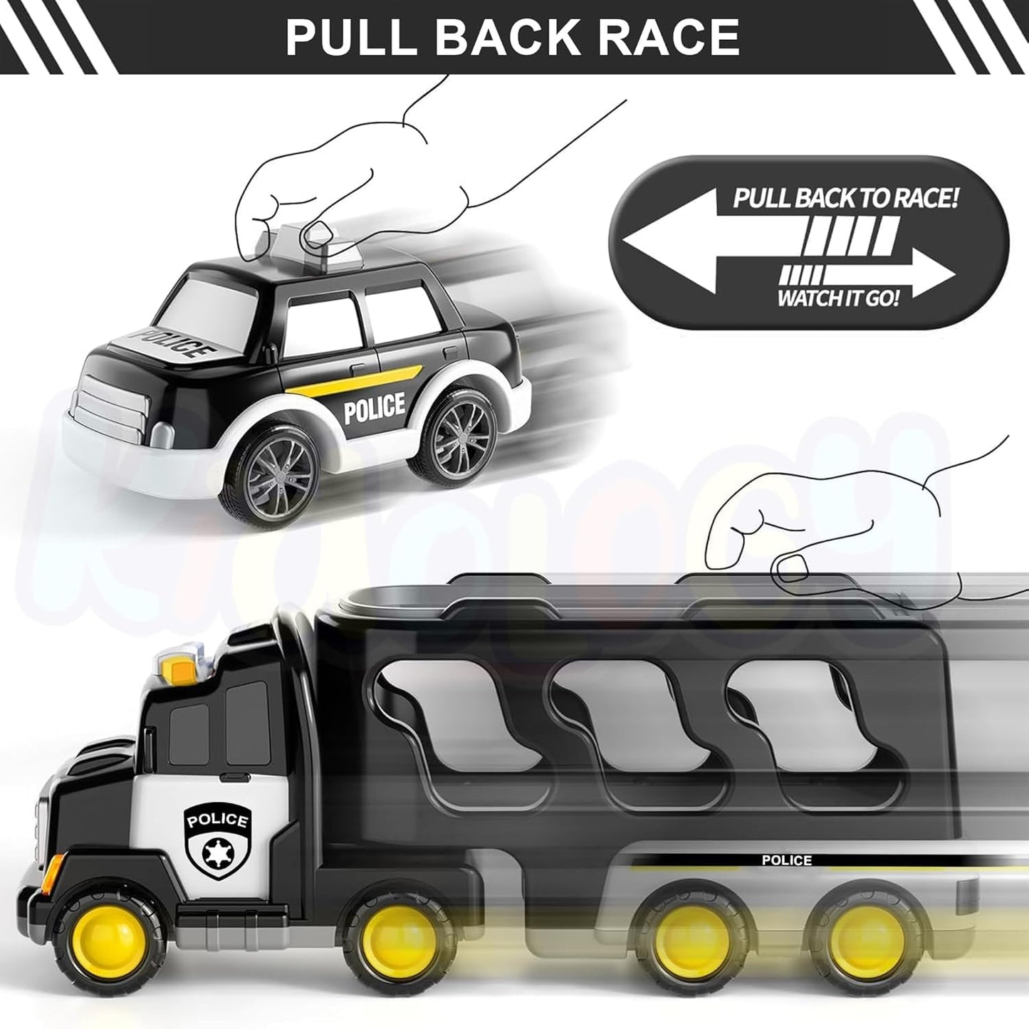 5 in 1 Police Trucks Boy Toys for 3-5 Year Old Toddlers - Toys for 3 4 5 6 7 Years Old Transport Vehicle Carrier Truck Sets Kids Boys & Girls