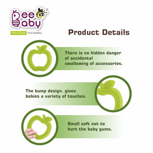 Apple Shape Soft Silicone Teether for 3 to 6 Months with Carrying Case, BPA Free US FDA Approved Teether for Baby with Textured Surface for Soothing Gums. 100% Food Grade BIS Certified.