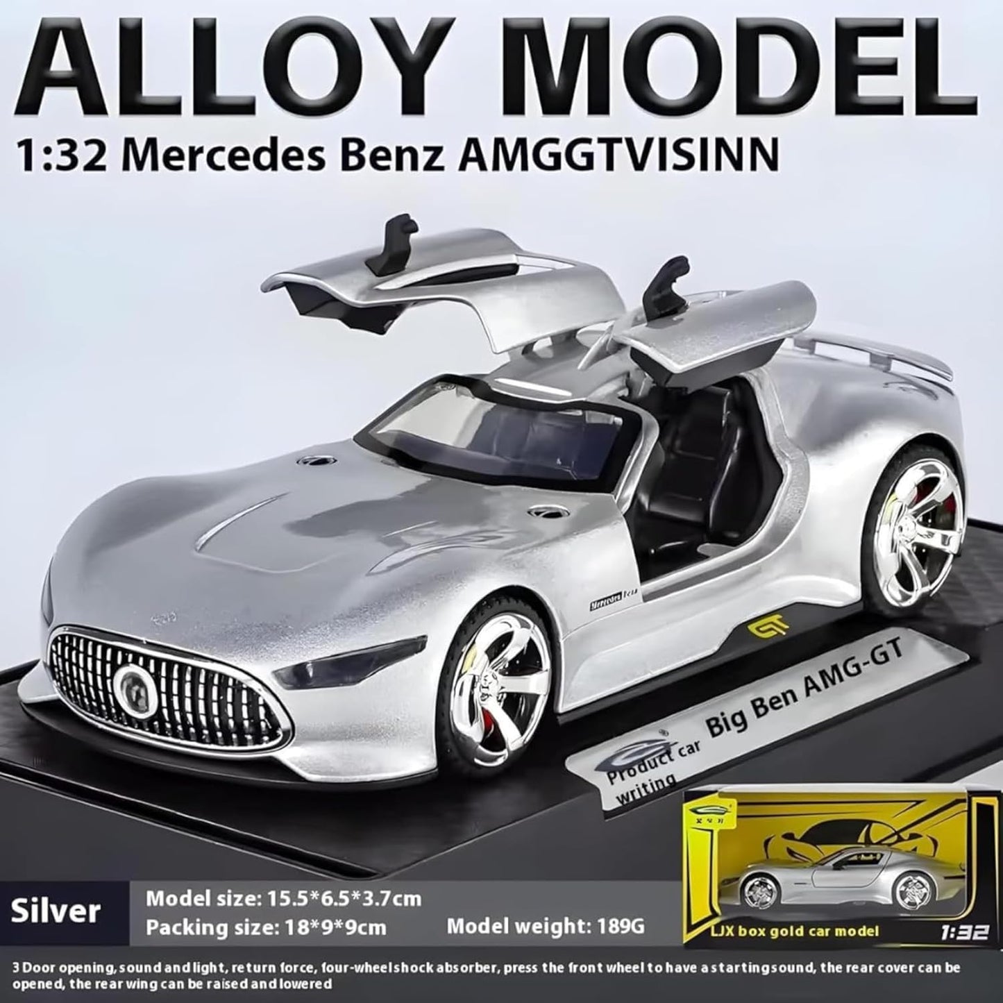 Mercedes Benz Gran Turismo SUV Car 1:32 Scale Model Car Exclusive Alloy Metal Pull Back Die-cast Diecast Metal Pullback Toy Openable Doors & Light Music Best Gifts Kids【Colors as Per Stock 】