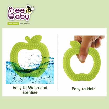 Apple Shape Soft Silicone Teether for 3 to 6 Months with Carrying Case, BPA Free US FDA Approved Teether for Baby with Textured Surface for Soothing Gums. 100% Food Grade BIS Certified.