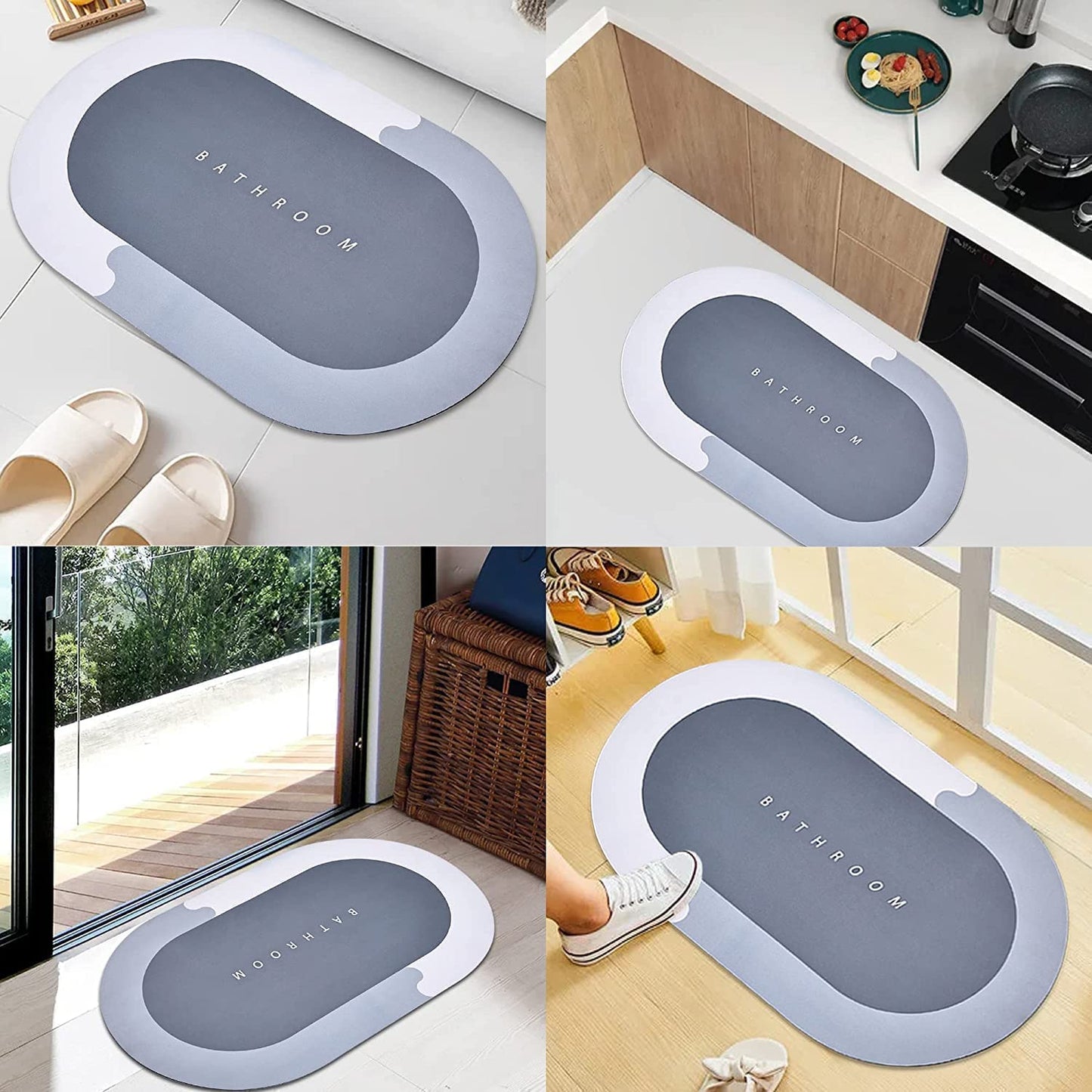 Doormat Super Absorbent Bathmat Quick Drying & Water Absorbing Bathroom Carpet Cushion Mat For Home, Kitchen, Office. Size(60x40 CM) Weight(370 GM) (Pack Of 2)