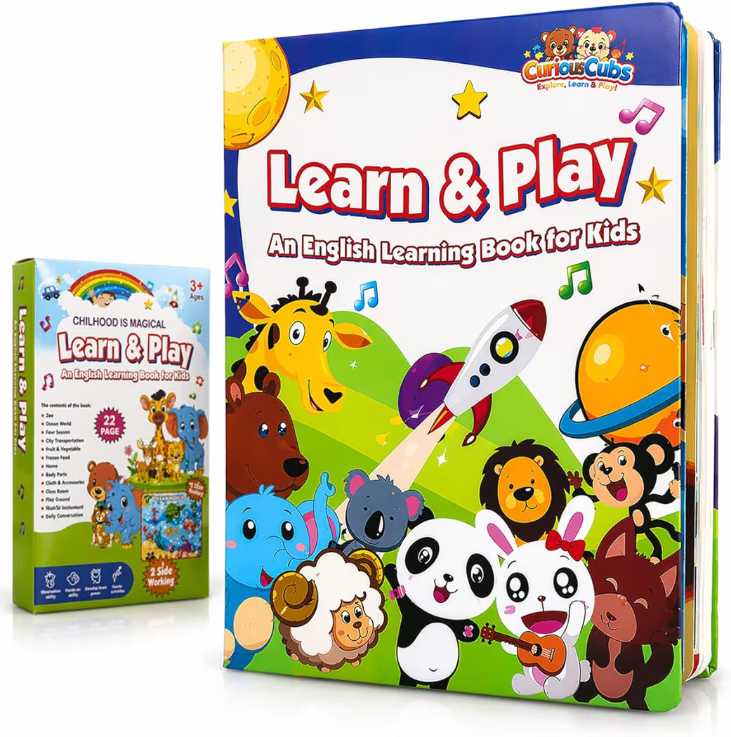 12-in-1 Interactive Musical Learning Book for Kids (1–5 Years) – Free Battery | Wonderful Gift | Learn and Play Sound Book with Fruits, Transportation and More | Educational Musical Toy