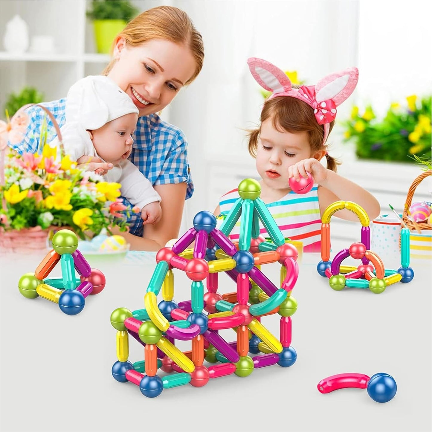 Magnetic Blocks for Kids Tiles-32 Pieces Set Gifts for Girls, Boys Magnetic Building Blocks for 3+ Years, 4 5 6 7 8 9 10/ Constructing & Learning Builder Educational Kids Magnetic Blocks Game