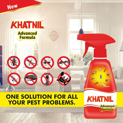 Khatnil Advanced Formula Bed Bug Killer Spray 250ml, Pack of 2 | Cockroach Killer Spray 250 + 250 | Instant Kill |Spray and Spring Mode | Fresh Fragrance