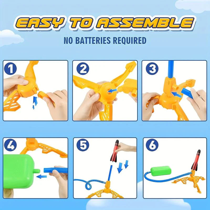 Rocket Launcher Toy for Kids Ages 3-12 – Safe Foam Flying Rocket Outdoor Toy Set