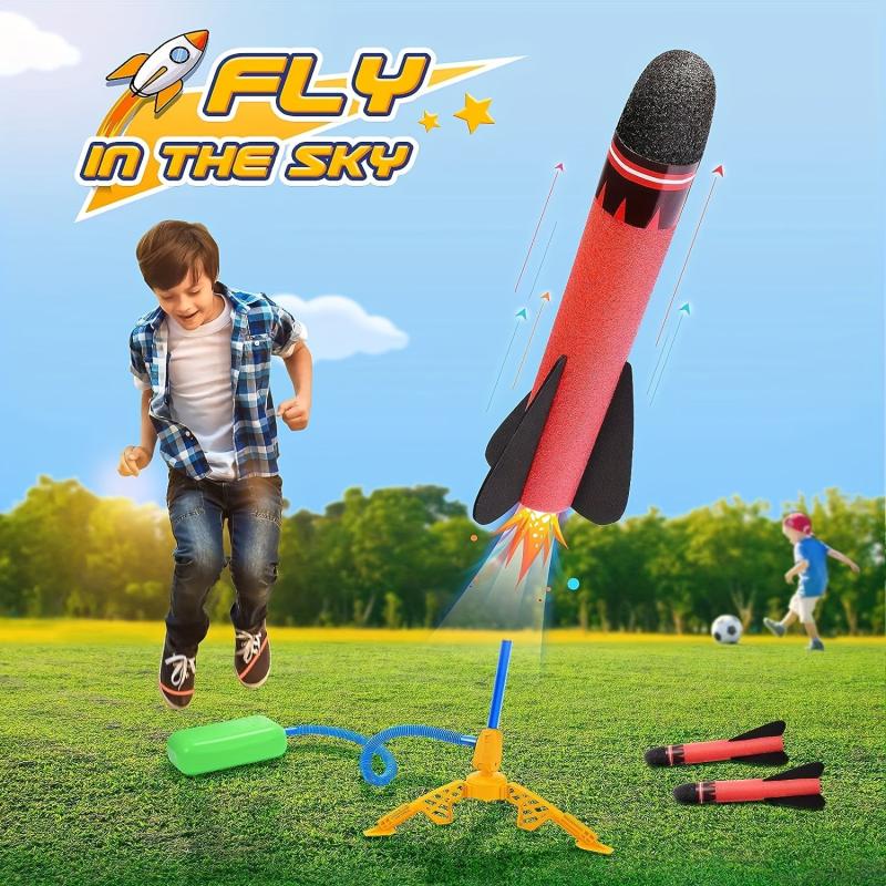 Rocket Launcher Toy for Kids Ages 3-12 – Safe Foam Flying Rocket Outdoor Toy Set
