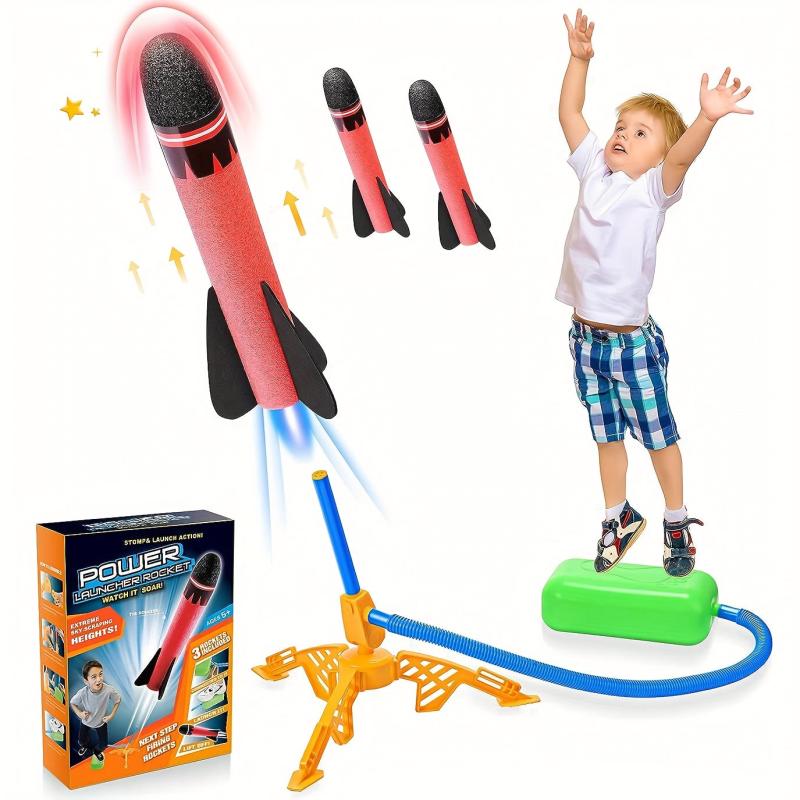 Rocket Launcher Toy for Kids Ages 3-12 – Safe Foam Flying Rocket Outdoor Toy Set