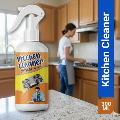 KITCHEN OIL & GREASE STAIN CLEANING REMOVER SPRAY Kitchen Degreaser Cleaner Non Corrosive Multipurpose Product - Removes Oil Grease Food Stains, Chimney Stove Grill, Kitchen Slab, Tiles, Floor, Kitchen Cleaner Spray Chimney Cleaner Bathroom Cleaner- 300ml